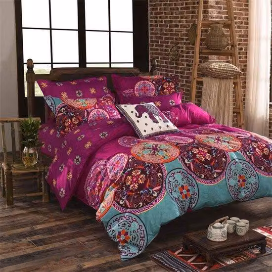 Zestaw pościeli w stylu boho Ibenzoa® składający się z 4 elementów – mikrofibra, wzór mandali, 2 poszewki na kołdrę o wymiarach 135x200 cm oraz 2 poszewki na poduszki o wymiarach 80x80 cm, certyfikat Oeko-Tex, z zapięciem na zamek błyskawiczny