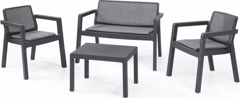 Meble ogrodowe Keter Emily Patio Set z poduszkami na siedziska grafitowy