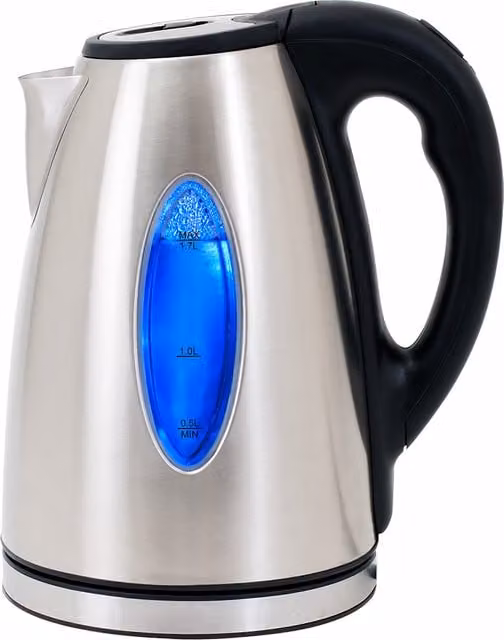Szklany czajnik Deuba 1,7 l ze stali nierdzewnej z podświetleniem LED, moc 2200 W, kolor czarny, srebrny lub przezroczysty
