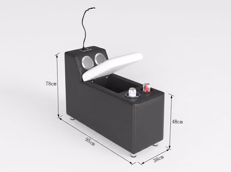 Nowoczesna, narożna sofa w kształcie litery L, kolor niebieski, z podświetleniem LED, elegancki design, wysokiej jakości