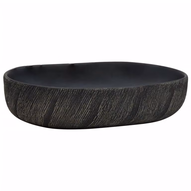vidaXL Umywalka nablatowa czarna owalna 59x40x14 cm ceramiczna