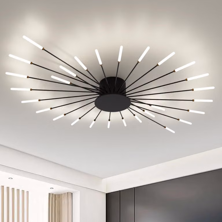 Oświetlenie sufitowe LED do salonu, nowoczesna minimalistyczna lampa sufitowa, złota dekoracja (28 żarówek, czarna)