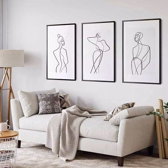Minimalistyczne, abstrakcyjne rysunki kobiecych sylwetek – plakaty ścienne do salonu (50 x 70 cm)