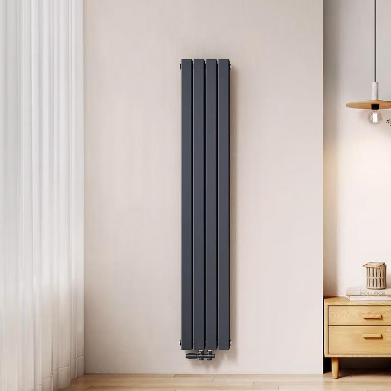Grzejnik panelowy EMKE, płaski, 180 x 30,4 cm, dwuwarstwowy, 1082 W, antracytowy, panel dekoracyjny