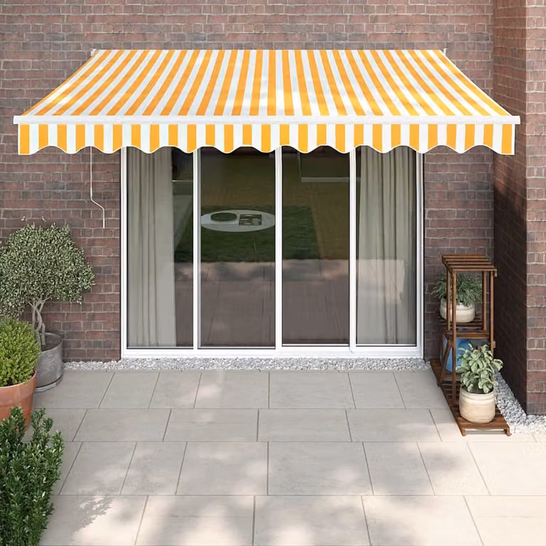 Maison Exclusive - Markiza ręczna, 3,5 x 2,5 m, w paski żółte i białe