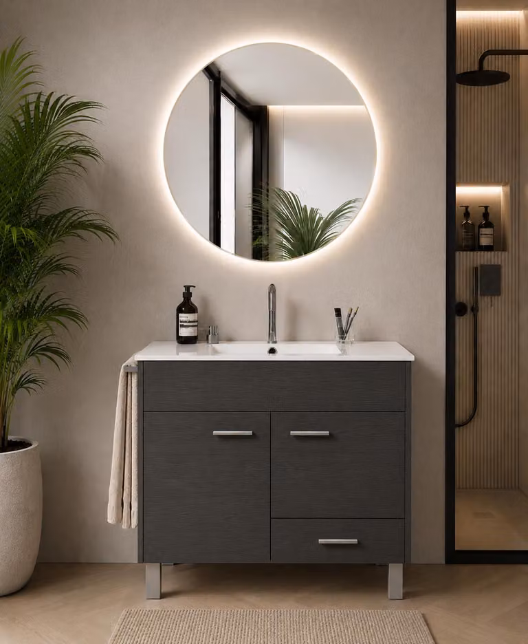 ORIGEN BATH SAMOS: Komoda łazienkowa z umywalką, wymiary 100x40 cm, kolor grafitowy