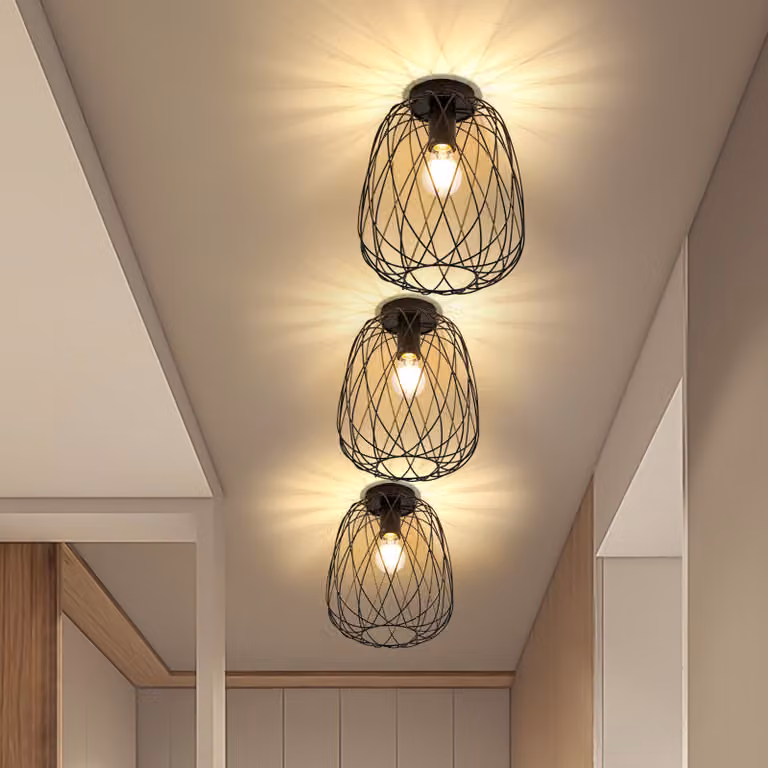 ZMH lampa sufitowa czarna reflektor sufitowy vintage lampa sufitowa 1 płomień E27 uchwyt lampy lampa metalowa sufit jadalnia klatka lampa pojedyncza do salonu kuchnia sypialnia korytarz Max.40W Ø 20cm