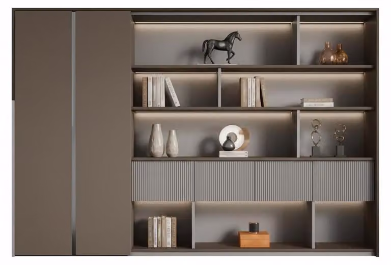 Nowoczesna szafka biurowa z oświetleniem LED i eleganckim designem