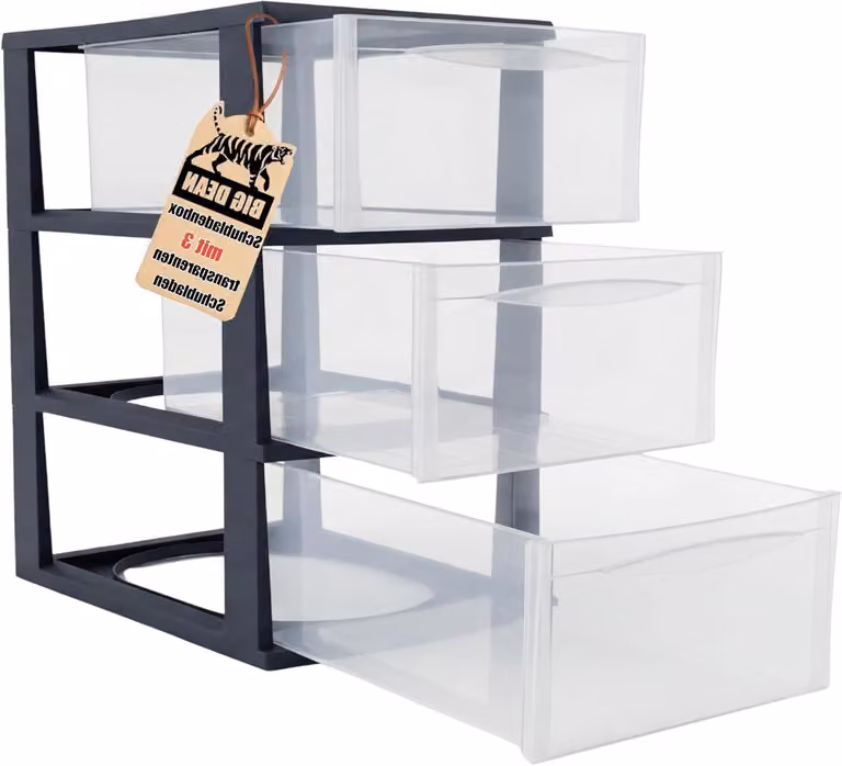 Ladebox Bureau - Organizer do szuflad - Uporządkowanie biurka - Format A4 - 3 szuflady - Przezroczysty
