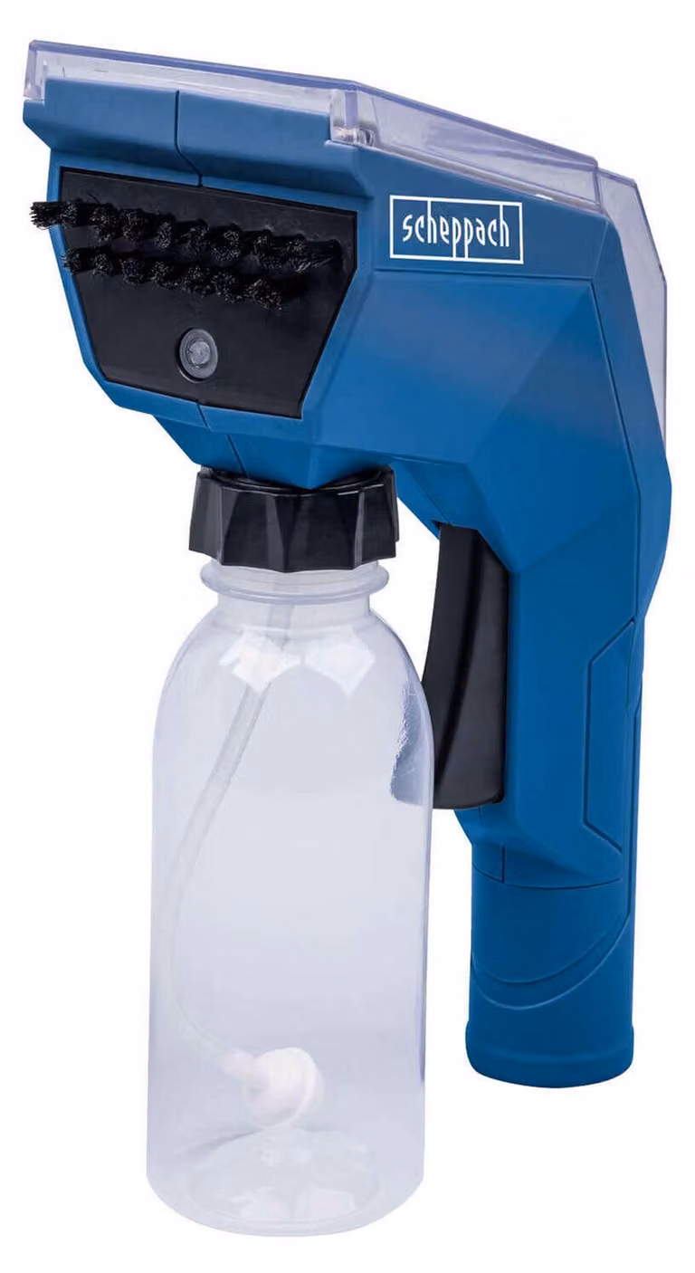 Szczotka do czyszczenia tapicerki Scheppach PRB300 | z dużym pojemnikiem na spray 350 ml | funkcja 4 w 1 | kompatybilna z odkurzaczami na mokro i sucho