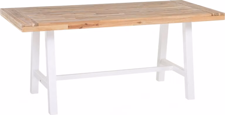 BELIANI Stół ogrodowy drewniany blat białe metalowe nogi prostokątny 170 x 80 cm do jadalni i na taras styl industrialny