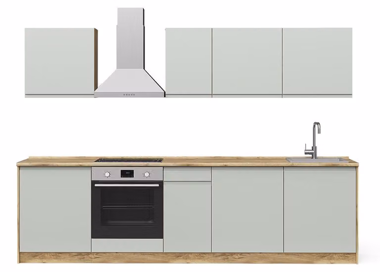 Aneks kuchenny Vicco R-Line Pastelowa zieleń/Dąb goldkraft 280 cm blat roboczy Biały, Model 70585
