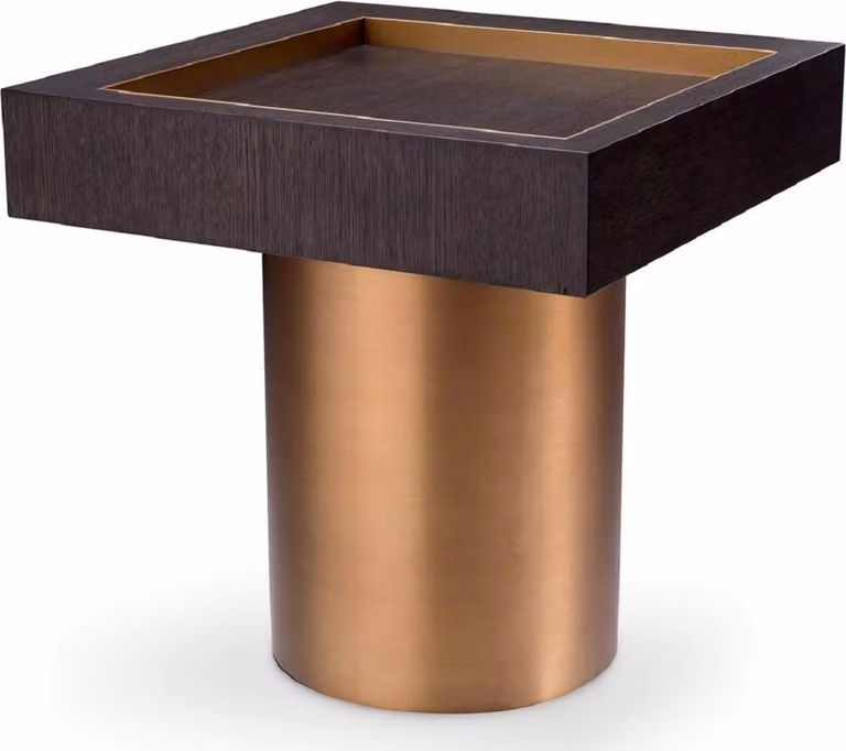 Casa Padrino stolik boczny mokka / mosiądz 50 x 50 x h. 50 cm - Kwadratowy stolik do salonu - Meble do salonu - Luksusowe meble - Luksusowe meble - Meble do salonu