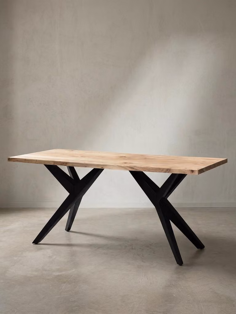 Stół do jadalni 200x100x76 cm akacja lite drewno metalowy stół do jadalni w stylu loft, stół kuchenny z metalowymi nogami, drewniany stół przemysłowy duży, stół do jadalni prostokątny