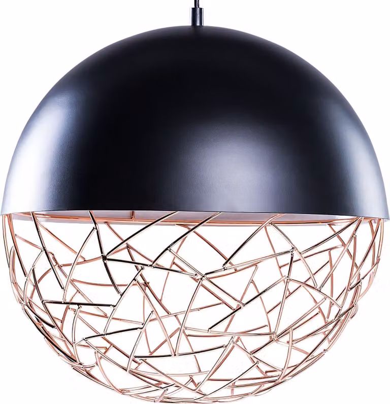 BELIANI Lampa wisząca sufitowa czarno miedziana żelazna druciany klosz