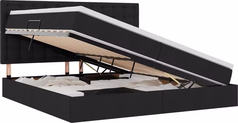 vidaXL Łóżko piętrowe z materacem czarne 200 x 200 cm tkanina