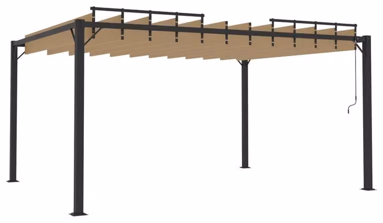 Pergola aluminiowa z markizą łamielową - 3x4 metry - Wodoodporna - Zadaszenie tarasu