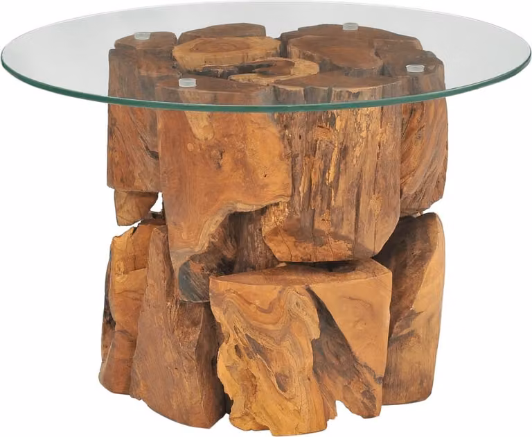 Stolik kawowy z drewna tekowego patynowanego wodą, 60 cm