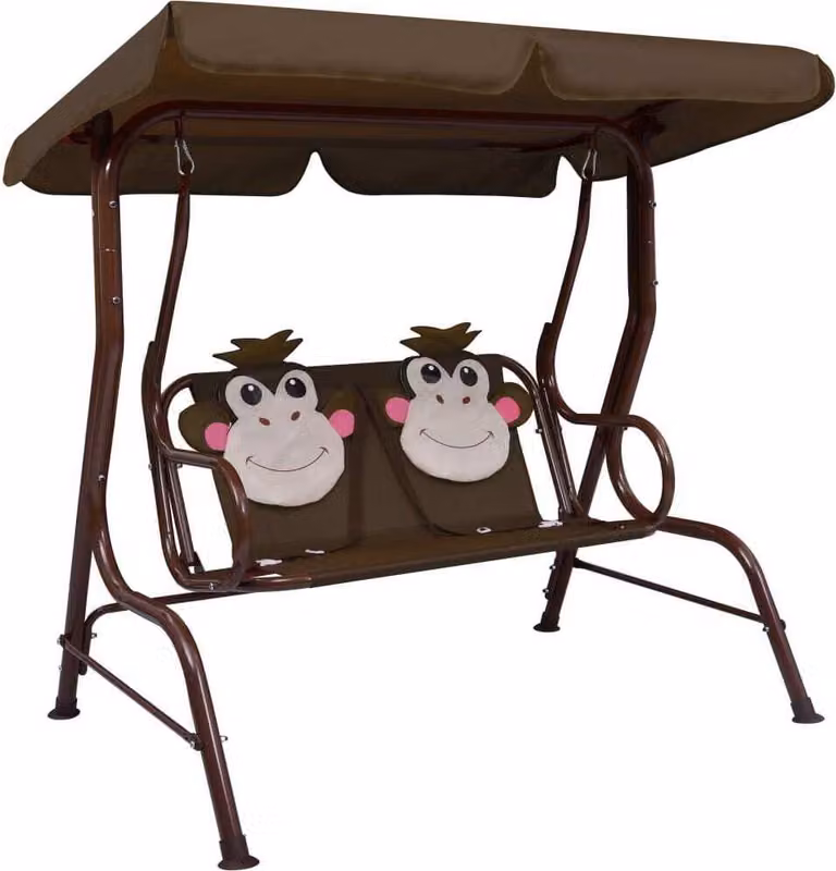 The Living Store Huśtawka dziecięca hollywood brązowa 115×75×110 cm tkanina