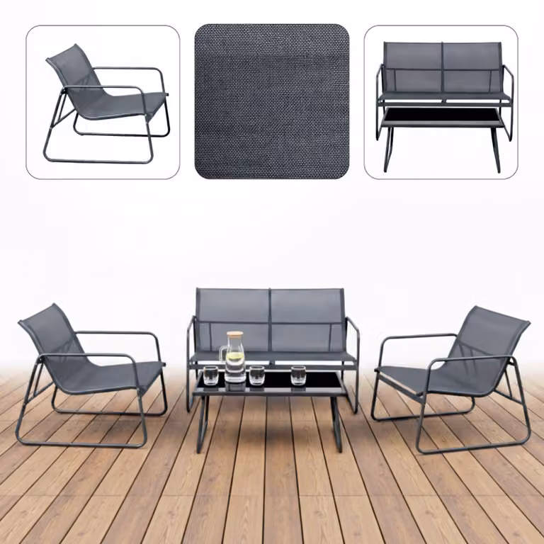 Stalowe meble balkonowe Wenecja Meven, Sofa + 2x Fotel + Stolik