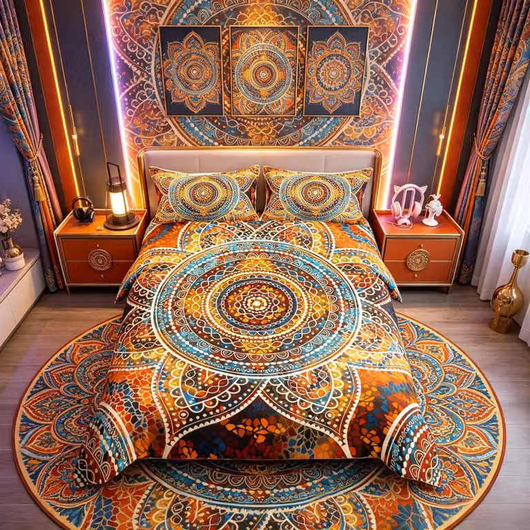 Boho pościel z wzorem mandali dla nastolatków