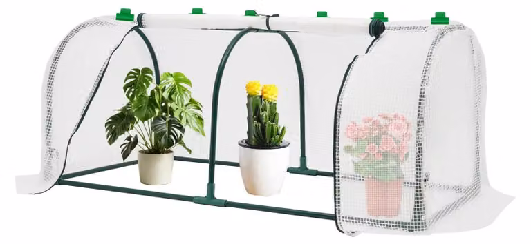 Szklarnia foliowa - mini szklarnia balkonowa 120x60x50 cm - rama metalowa - kopułowy kształt - idealna na balkon, taras i grządki podwyższone - do uprawy pomidorów i sadzonek - kolor biały