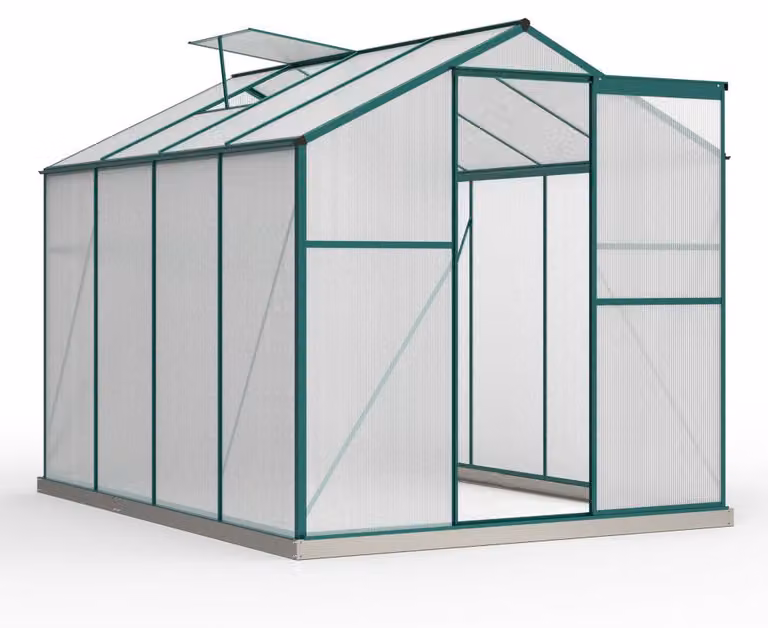 Aluminiowa szklarnia – szklarnia ogrodowa – skrzynka na rośliny – szklarnia na warzywa – szklarnia na fundamencie – kolor zielony – 4,75 m²