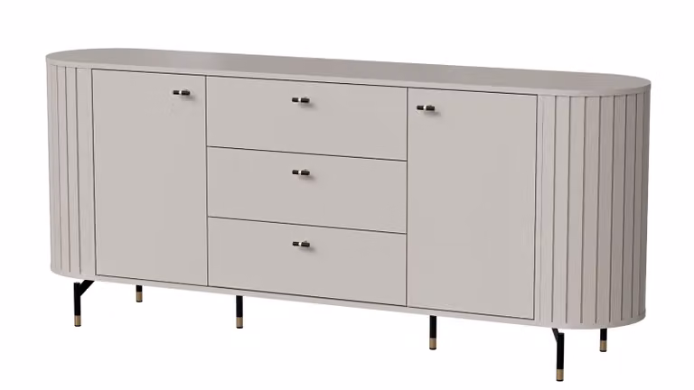 MINIO go for it, komoda "ZAMA" 190 cm, trzy szuflady, ozdobne zaokrąglone boki, kolor Cashmire