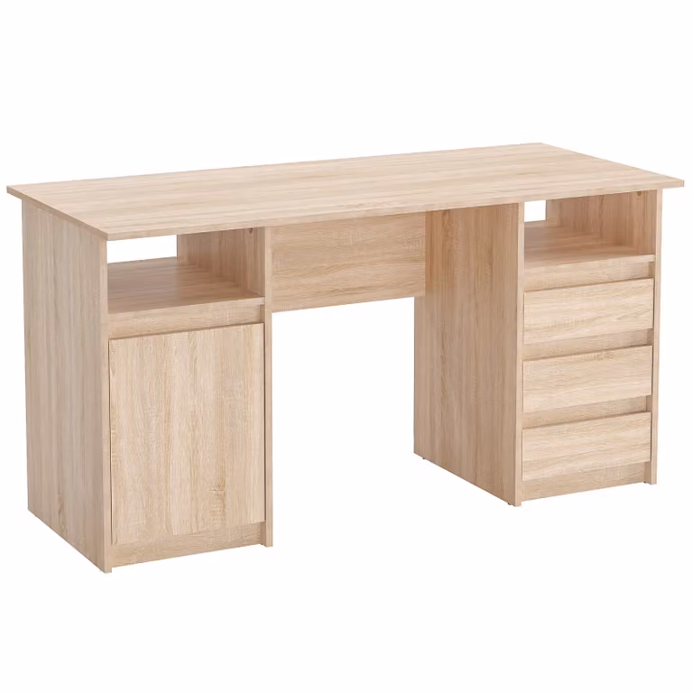 Biurko KOMTO z szufladami – Oslo 145 x 65 x 76 cm Nowoczesne biurko Biurko biurowe Biurko komputerowe Biurko robocze Biurko pod komputer Sonoma