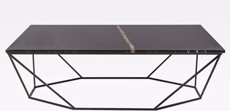 stolik kawowy Casa Padrino czarny / czarny 130 x 70 x h. 40 cm - Prostokątny stolik do salonu z marmurowym blatem i metalową ramą - Nowoczesne meble do salonu
