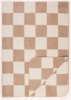 Miękki koc w kratę Pad Pled Chess w kolorze beżowym, wymiary: 200 x 150 cm