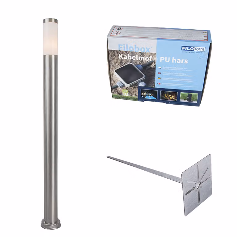 Lampa uliczna zewnętrzna stal 110 cm IP44 - Rox z kolcem uziemiającym i dławnicą