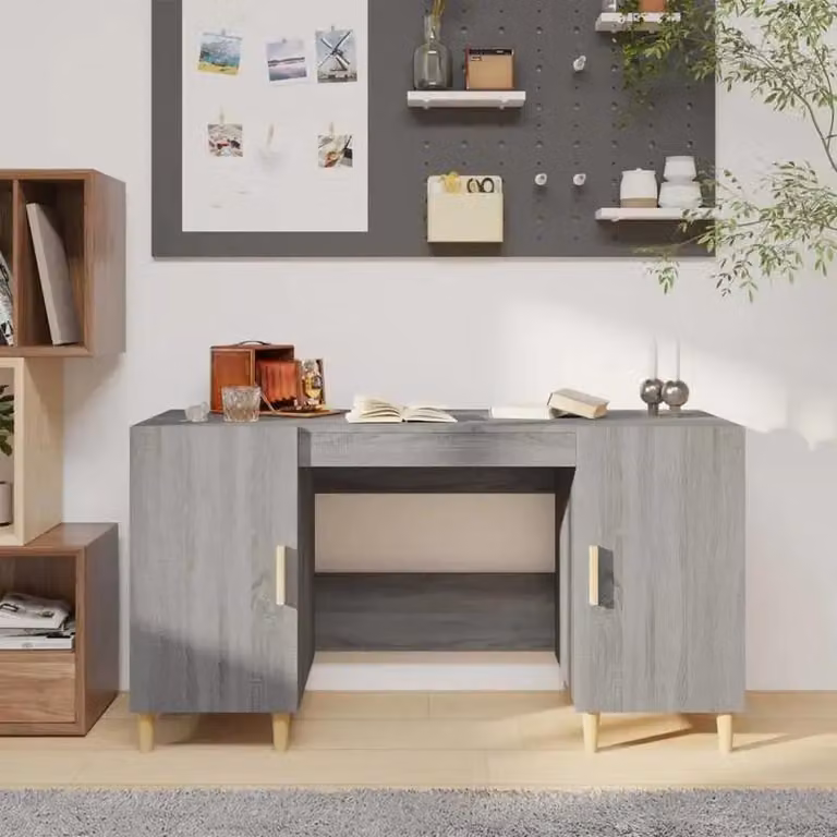 Biurko - biurko do biura i pracy w domu - 140 x 50 cm - Ergonomiczne - Stabilna rama drewniana - Gładka powierzchnia - Minimalistyczny design - Kolor: Sonoma (szary)