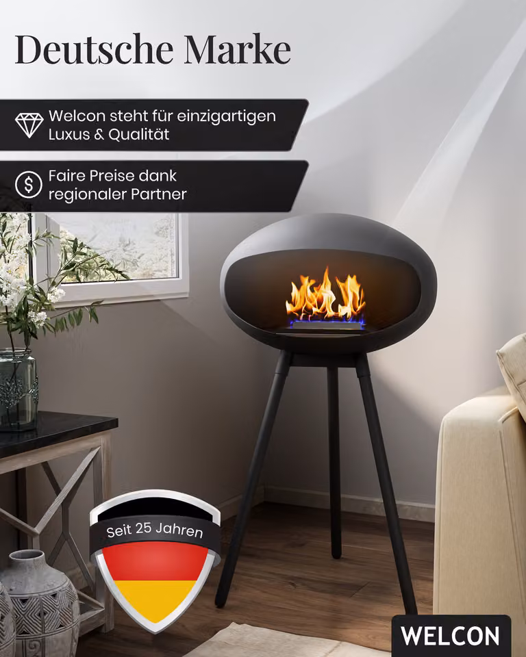 Kominek na bioetanol i kominek Copenhagen | kominek na etanol w kolorze czarnym | palnik z certyfikatem bezpieczeństwa