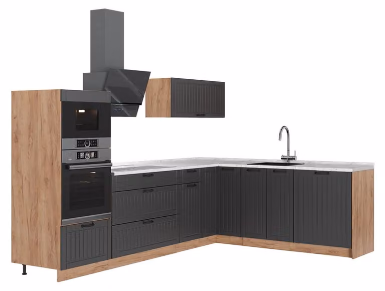 Kuchnia narożna Vicco Fame-Line Ciemnoszary/Dąb goldkraft 287 x 207 cm, BP Marmur, Model 63499