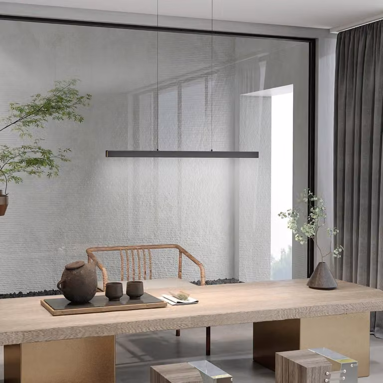 JOIEYOU 100cm lampy wiszące LED 36W z możliwością ściemniania Nowoczesne lampy wiszące Wisząca lampa stołowa z regulacją wysokości i pilotem, liniowy pasek świetlny do salonu, jadalni, biura