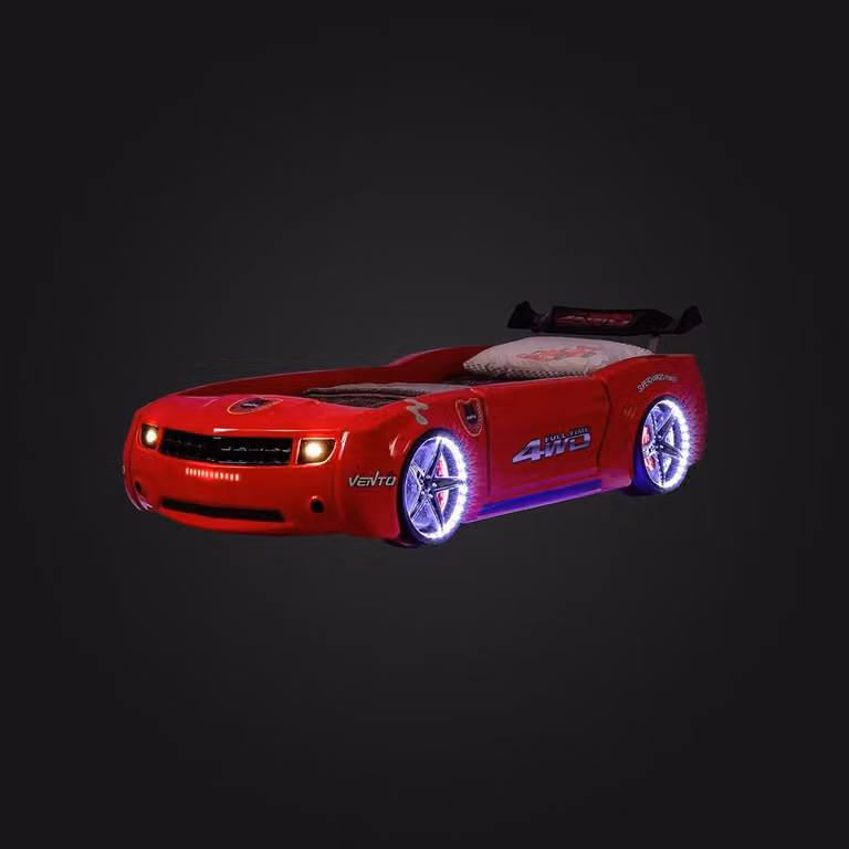 Czerwone łóżeczko dziecięce Łóżko samochodowe Designerskie meble do pokoju dziecięcego Łóżko Mustang