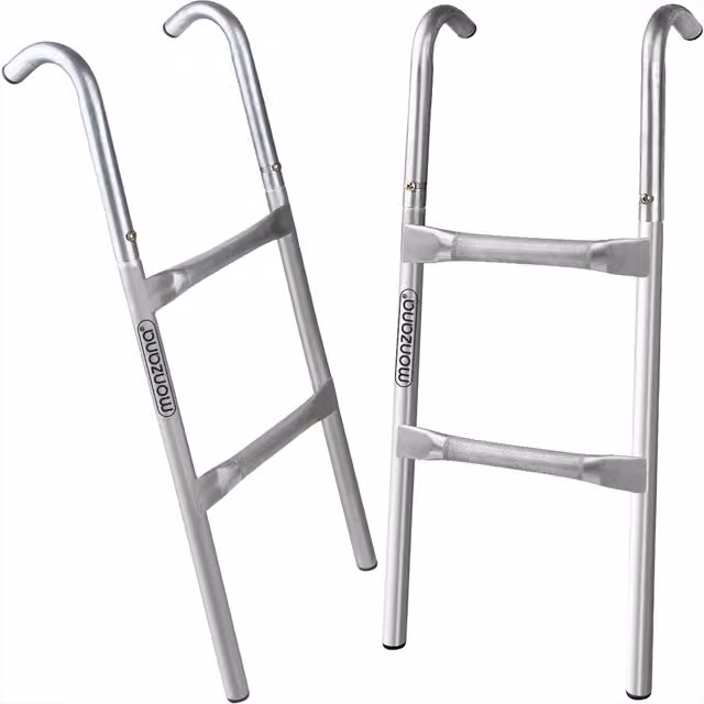 Metalowa drabinka do trampoliny monzana® ze srebrnymi stopniami, Wysokość: 76 cm