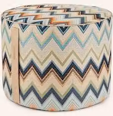 Puf Agadir Missoni Home w kolorze niebieskim z geometrycznym wzorem i zdejmowanym pokrowcem bawełnianym