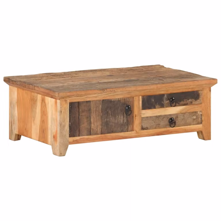 The Living Store stolik kawowy 90x50x31 cm Lite drewno z recyklingu