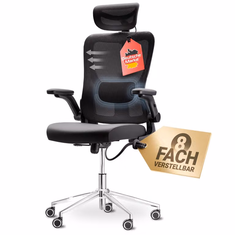 LUTIVO Bravo – ergonomiczne krzesło biurowe [ORIGINAL] Ergonomiczne krzesło biurowe z 8 regulacjami zapewniającymi komfort | Krzesło gamingowe i obrotowe (czarne)