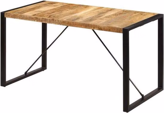 Stół jadalny - Stół jadalny z litego drewna - Wspólne posiłki - Styl industrialny - 140 x 70 cm - Kolor drewna