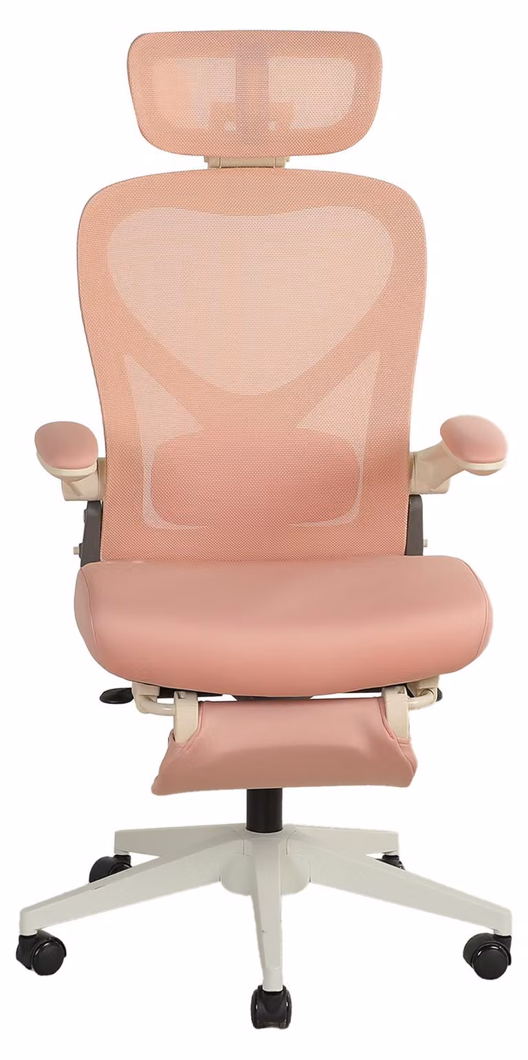 Ergonomiczne, składane krzesło biurowe, oszczędzające miejsce, z podparciem lędźwiowym, poduszką z pianki, składanymi podłokietnikami, 3D podparciem głowy i podnóżkiem. L3