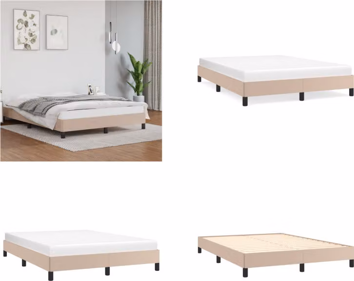 vidaXL Rama łóżka Cappuccino Brown 140x200 cm imitacja skóry - Rama łóżka - Ramy łóżka - Łóżko - Meble do sypialni
