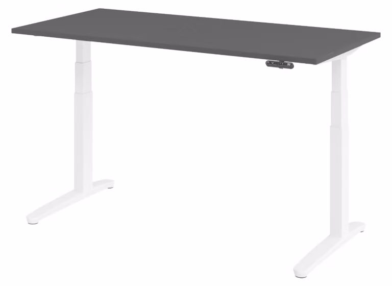 Biurko elektryczne bümö XBHM – wymiary: 160 x 80 cm, wykończenie: grafit, stelaż: biały