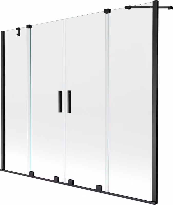 Mexen Velar Duo parawan nawannowy 2-skrzydłowy rozsuwany 190 x 150 cm, transparent, czarny - 896-190-000-02-70