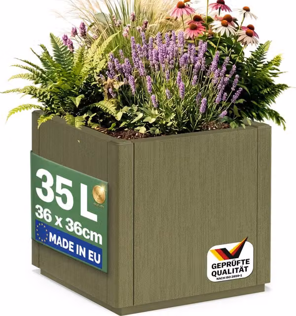 Plastikowa doniczka Casaria tub w kolorze zielonym, W x S x G: 35 x 36 x 36 cm
