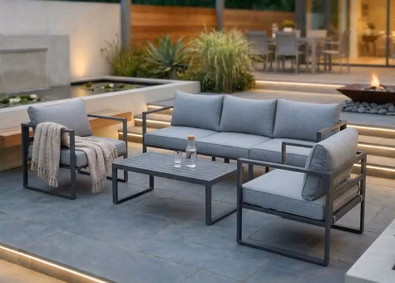 Meble ogrodowe Jet-Line Lounge KRETA II jasnoszare, aluminiowe