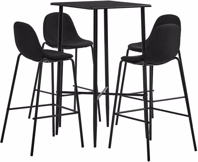 5-częściowy zestaw mebli barowych, tkanina, czarny