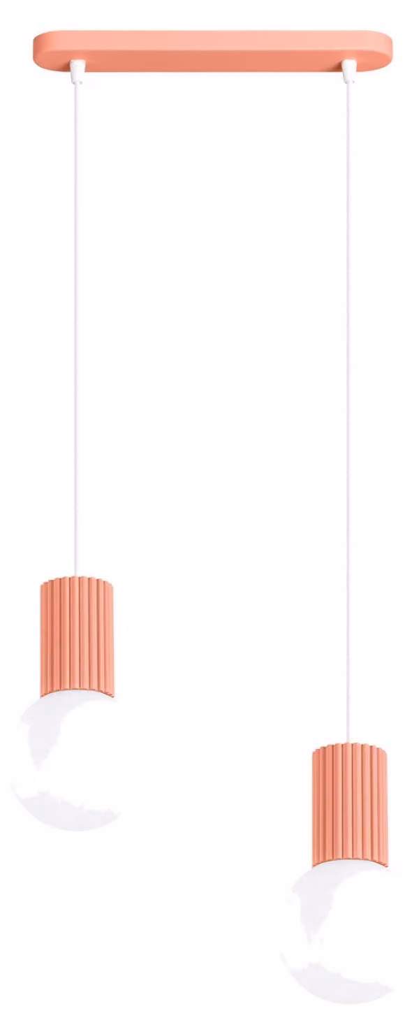 Lampa wisząca HALO 2L brzoskwiniowa 2xG9 8W aluminium/szkło 120x6x33.5cm Sollux Lighting